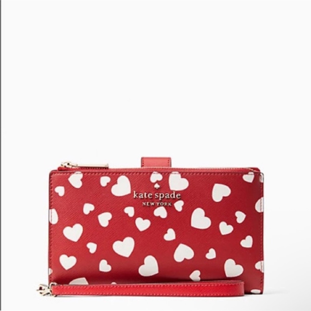 kate spade Red Heart Print Wristlet Clutch